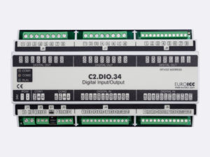 PLC Controller for Guest Room Management System, Smart Hotel Control and Home Automation - BACnet programmable functional controller BACnet PLC – C2.DIO.34 designed for wide range of building automation and guest room management system tasks can be used in remote fields IO in any Bacnet and/or Modbus network – Native Bacnet programmable device, 12 relay outputs, 16 digital inputs