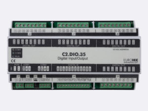 PLC Controller for Guest Room Management System, Smart Hotel Control and Home Automation - BACnet programmable functional controller BACnet PLC – C2.DIO.35 designed for wide range of building automation and guest room management system tasks can be used in remote fields IO in any Bacnet and/or Modbus network – Native Bacnet programmable device, 16 relay outputs, 8 digital inputs