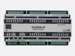 PLC Controller for Guest Room Management System, Smart Hotel Control and Home Automation - BACnet programmable functional controller BACnet PLC – C2.DOM.33 designed for wide range of building automation and guest room management system tasks can be used in remote fields IO in any Bacnet and/or Modbus network – Native Bacnet programmable device, 20 relay outputs