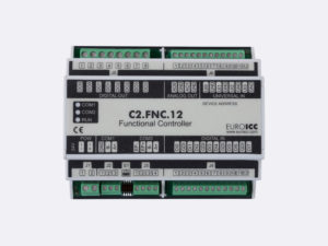 PLC Controller for Guest Room Management System, Smart Hotel Control and Home Automation - BACnet programmable functional controller BACnet PLC – C2.FNC.12 designed for wide range of building automation and guest room management system tasks – 4 relay outputs, 8 digital inputs, 2 analog outputs, 4 universal inputs