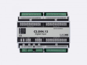 Digital input BACnet PLC - C2.DIN.12 can be used in remote fields IO in any Bacnet and/or Modbus network - Native Bacnet programmable device, 24 digital inputs
