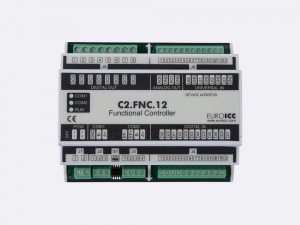 The BACnet programmable functional controller BACnet PLC - C2.FNC.12 designed for wide range of building automation tasks - 4 relay outputs, 8 digital inputs, 2 analog outputs, 4 universal inputs