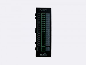 The RBCPU 1.02 IN Module has 16 digital inputs (24 VAC) with a common ground and has a LED indication of the input circuit state.