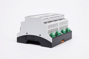 The BACnet programmable functional controller BACnet PLC – C2.FNC.34 designed for wide range of building automation tasks - 8 independent SPST NO relays, 2×3 group SPST NO relays, 2 triac outputs, 12 potential-free inputs, 3 analog outputs