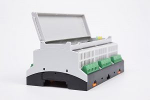 The BACnet programmable functional controller BACnet PLC – C2.FNC.34 designed for wide range of building automation tasks - 8 independent SPST NO relays, 2×3 group SPST NO relays, 2 triac outputs, 12 potential-free inputs, 3 analog outputs