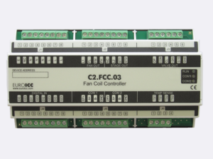 PLC Controller for Guest Room Management System, Smart Hotel Control and Home Automation - BACnet programmable functional controller BACnet PLC - Fan coil controller C2.FCC.03 is a universal FCU controller designed for use in two-pipe applications. On primary communication channel (RS485), various communication protocols are supported